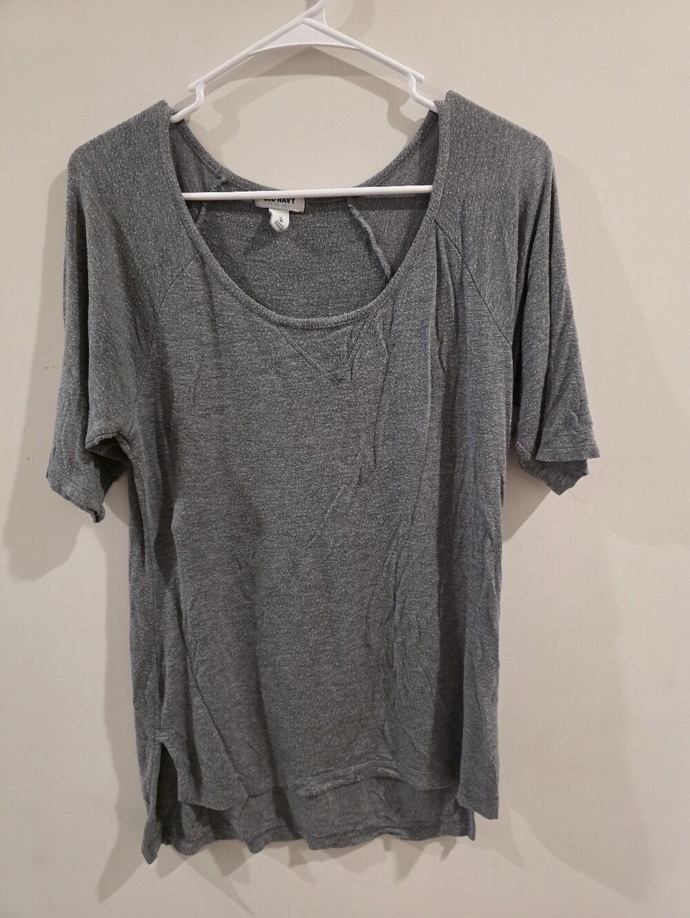 Old Navy Womans XS Solid Gray Shirt Stretchy High-low Casual